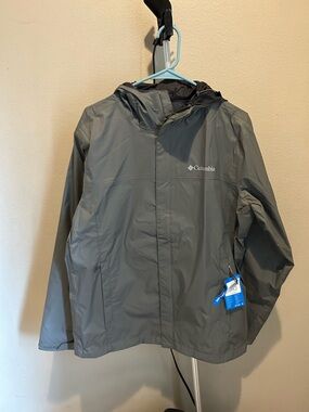 Columbia Men's Gray Hooded Rain Jacket